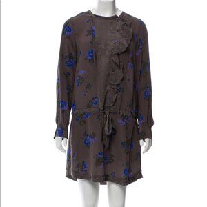 Rebecca Taylor silk gray dress with drawstring
